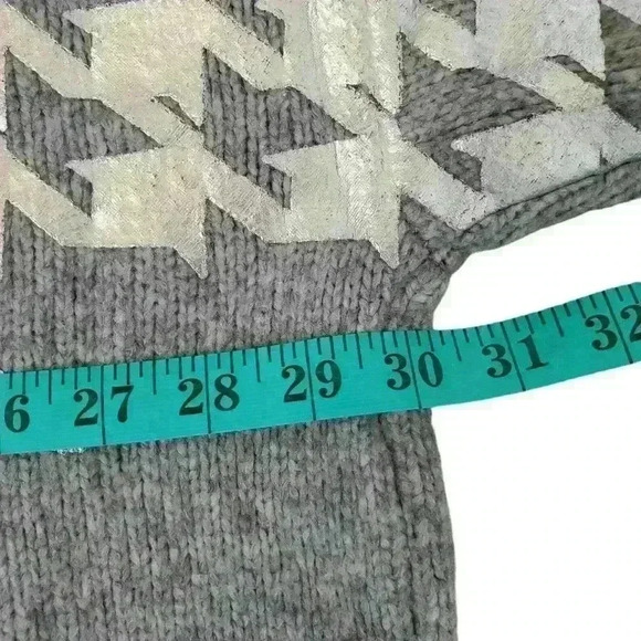 LORD & TAYLOR 424 5TH wool grey sweater with silver houndstooth. Size XL - Picture 5 of 6